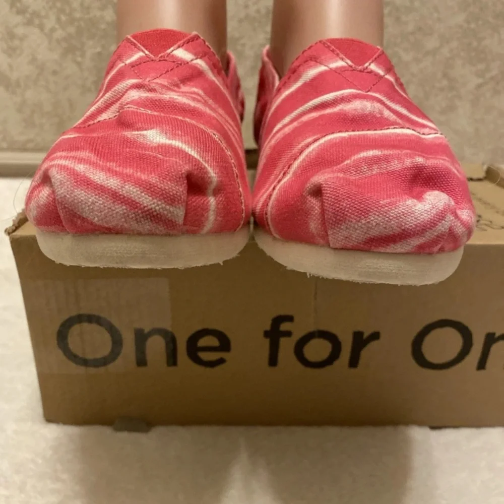 Toms Striped Pink Canvas Loafers